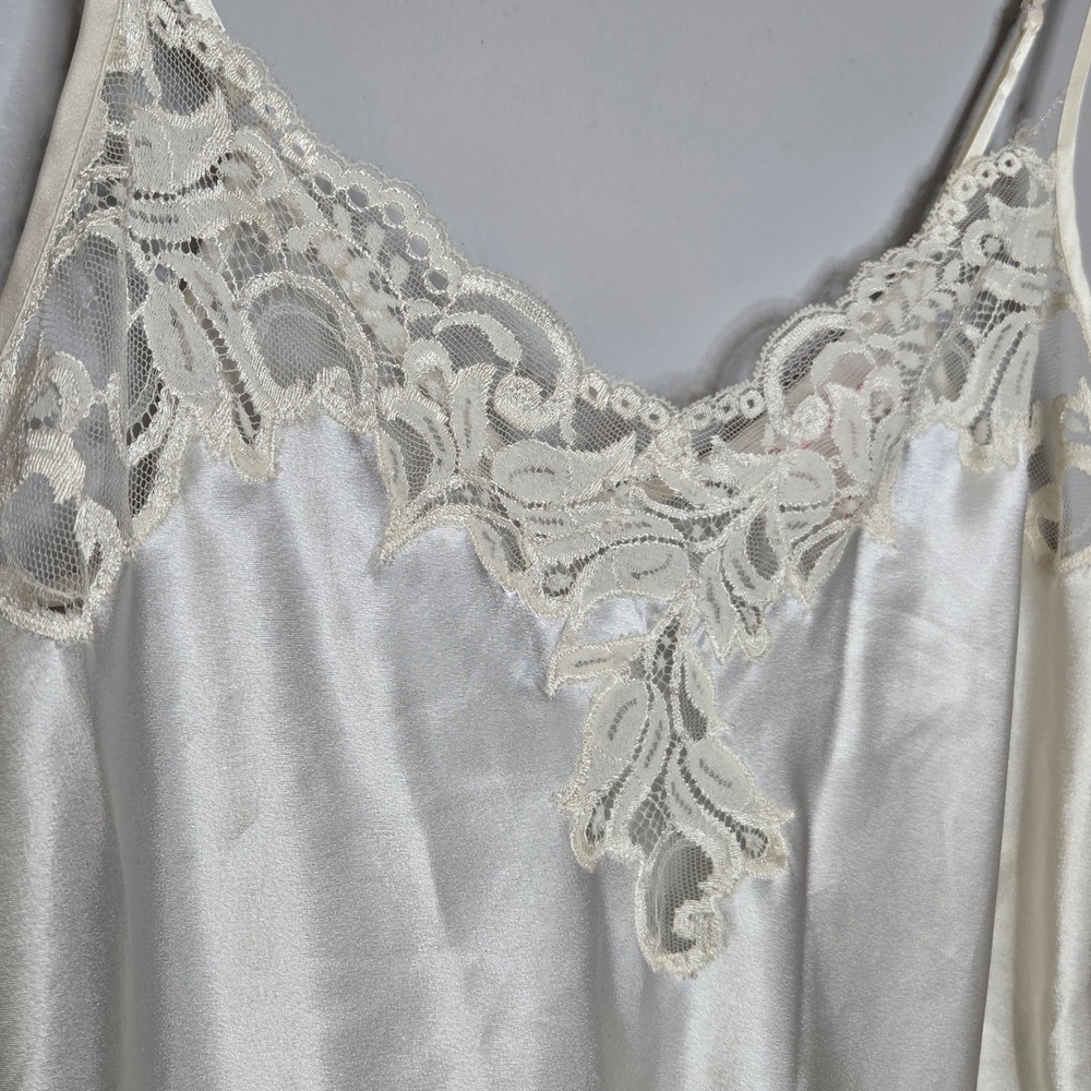 Oscar de la Renta Pink Label Cream Satin Slip Dress Lace Chemise Coquette Bridal - Picture 9 of 9